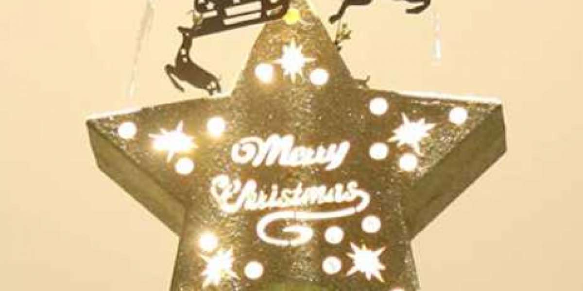 PEIDUO Christmas Clearance Godlen Star Whirligig Warm White Light Hollow Star Carousel Tree Topper Christmas Tree