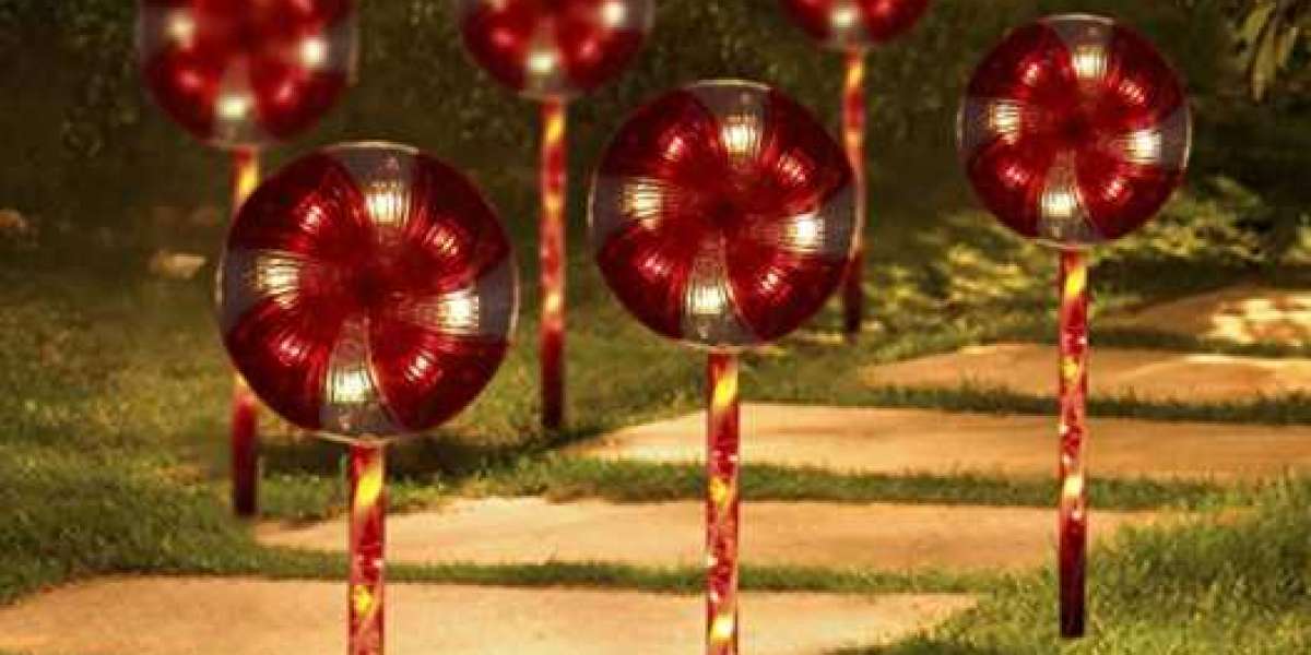 PEIDUO 3PK 23.625" 48LT Lollipops Peppermint Pathway Markers with 8 Modes Christmas Lollipops Pathway Lights Decora