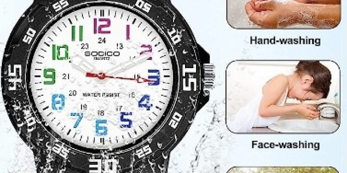 SOCICO Children Analog Watch Waterproof Time Teaching Boys Girls Watch Soft Band Learning Time Wrist Watch for Kids(blac