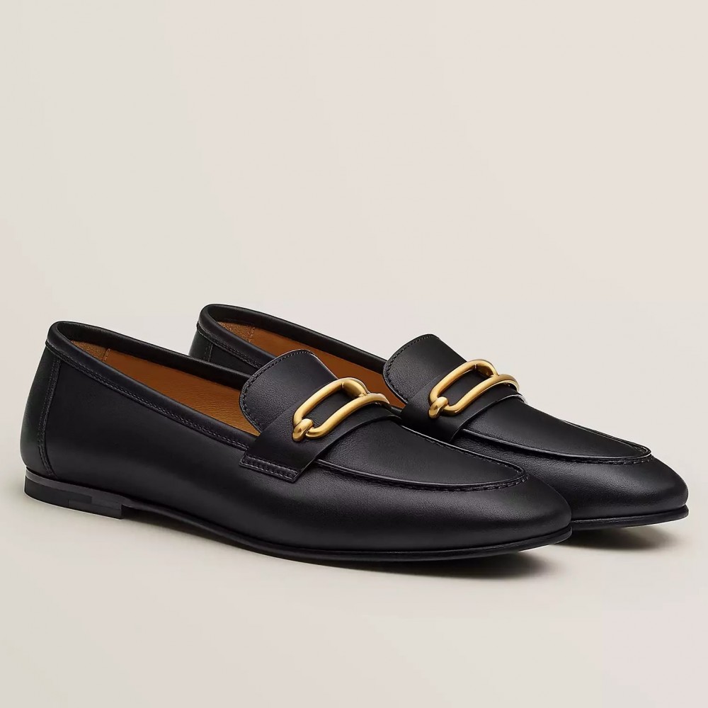 Hermes Men's Colette Loafers In Black Calfskin HERMESHS5018